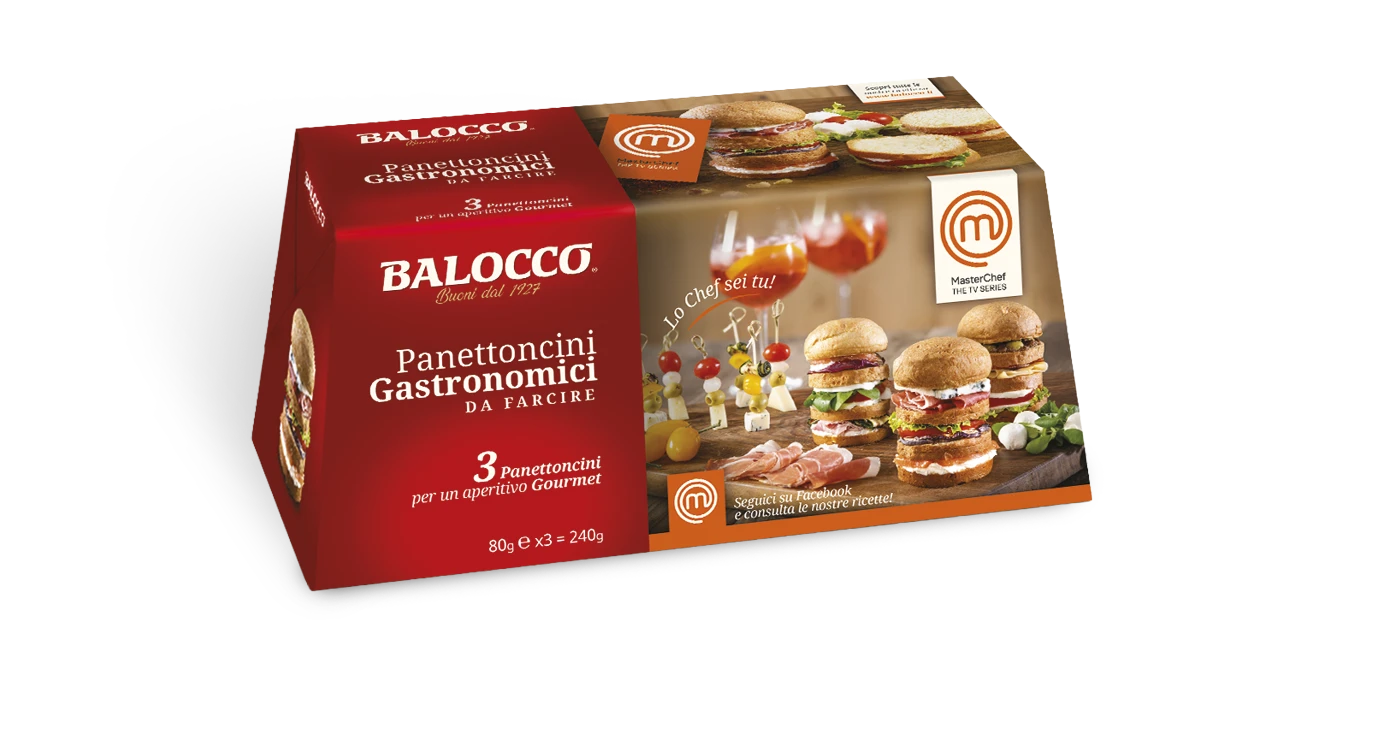 Packaging design Balocco per panettoni e panettoncini della stessa linea