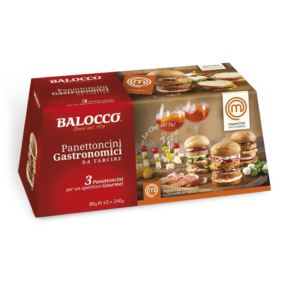 Packaging design Balocco per panettoni e panettoncini della stessa linea