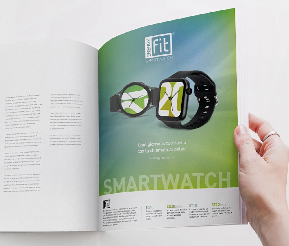 ADV Smartwatch Energyfit con identità visiva lifestyle e tecnologica